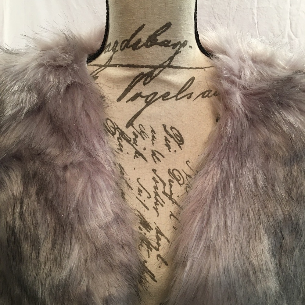 Silver/Gray Faux Fur Vest - Picture 2 of 7